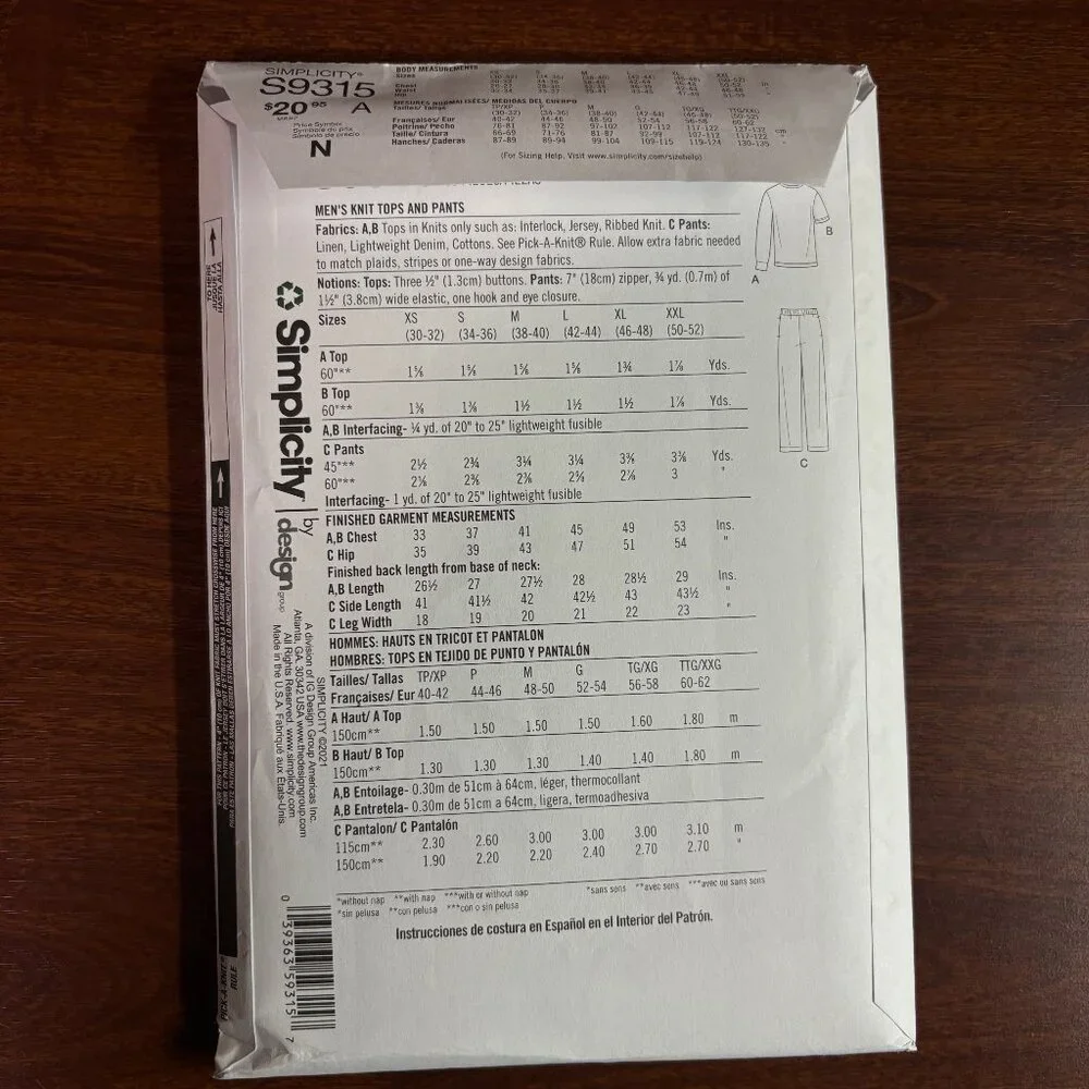 Simplicity s9315 includes